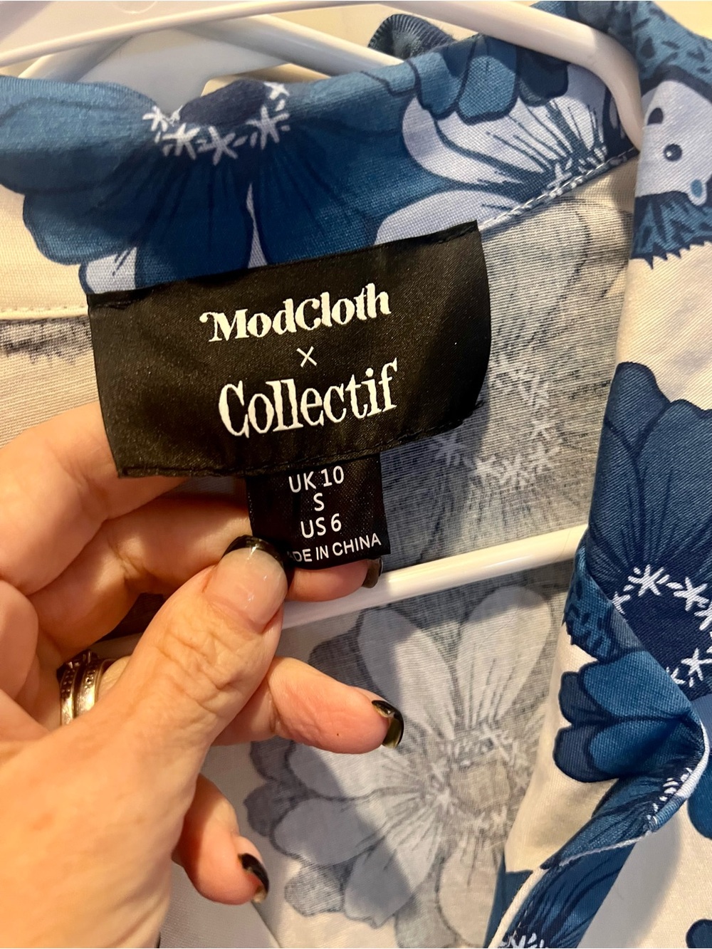 Collectif Blue Hedgehog Floral Midi Dress